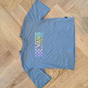 Vans Off the Wall, woman's cropped T-shirt, XS, light gray, pastel letters
